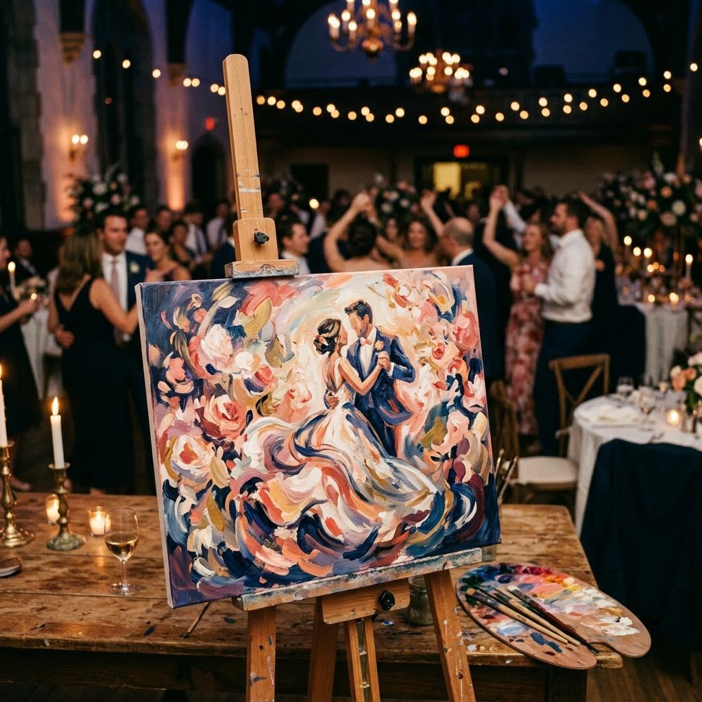 Conceptual scene of live painting for weddings